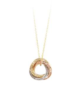 10k tri colour pendant with adjustable 18" Rolo chain