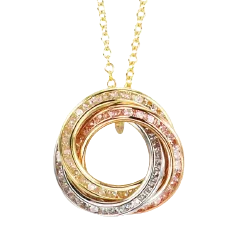 10k tri colour pendant with adjustable 18" Rolo chain
