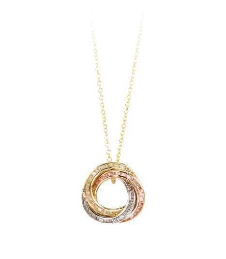 10k tri colour pendant with adjustable 18" Rolo chain