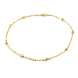 12 Inch Anklet Dainty Plated Gold Stainless Steel Ankle Bracelet Satellite Bead Chain Gift Boxed Plus Size
