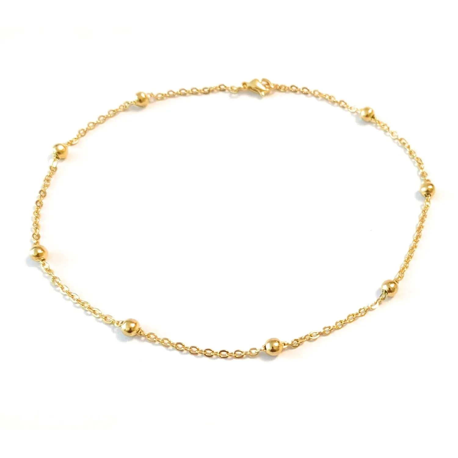 12 Inch Anklet Dainty Plated Gold Stainless Steel Ankle Bracelet Satellite Bead Chain Gift Boxed Plus Size