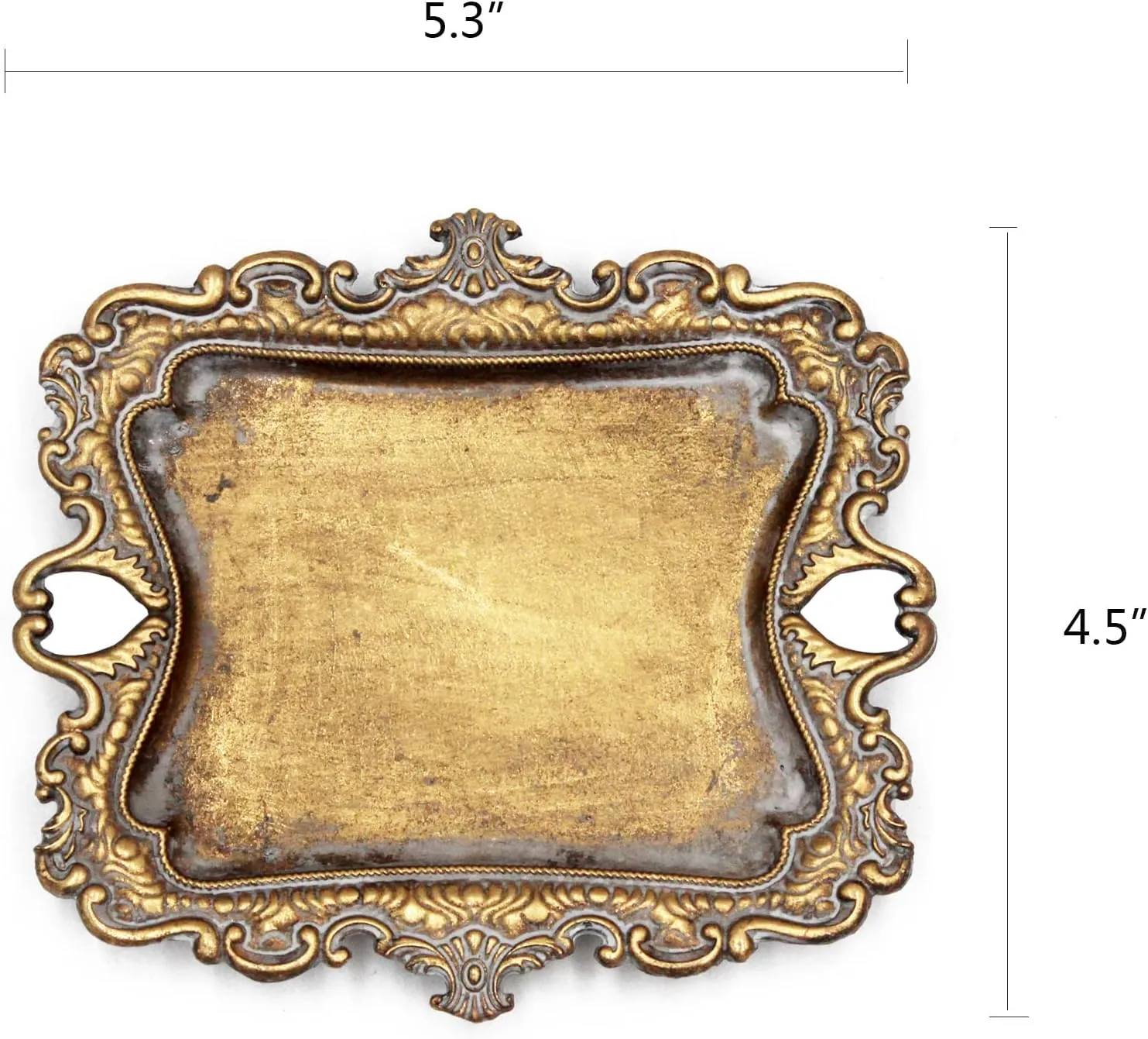 2 Pack Vintage Small Gold Ring Dish, Birthday & Wedding Gifts for WomenWedding Ring Tray- 5.3 x 4.5 inches