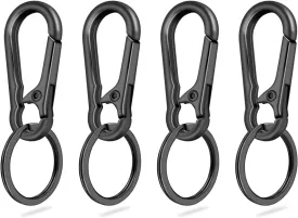 4Pack Small Keychain Rings, Metal Key Carabiner Clip, Mini EDC Key Ring Chain Holder Organizer for Purse Charm Hook, Car Keychain, Paracord Keychain Lanyard, Men and Women Key Fob (Gun Black)
