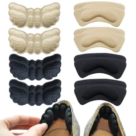 8 Pair Heel Grips for Ladies Shoes, Thickened High Heel Inserts Cushion Pads Slip-Resistant Wings Padded Heel (Black/Khaki)