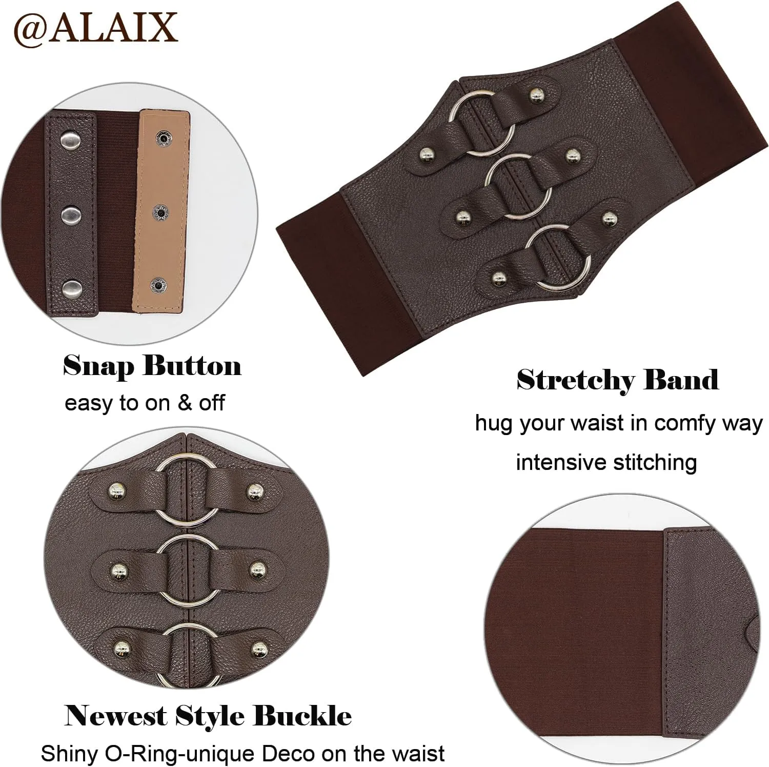 ALAIX Women's Corset Belt Extra Wide Stretchy Belts Elastic Waspie Waist Belts for Cosplay Halloween Costume Belts for Women