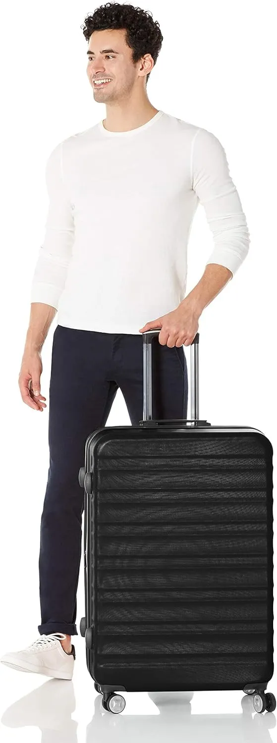 Amazon Basics 2 Piece Set (20", 28") With TSA Locks, Hardshell Suitcases With Four Multi-directional Wheels, Expandable For Up to 25% More Space, With Scratch-Resistant Surface, Black