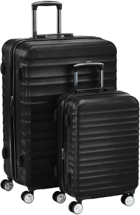 Amazon Basics 2 Piece Set (20", 28") With TSA Locks, Hardshell Suitcases With Four Multi-directional Wheels, Expandable For Up to 25% More Space, With Scratch-Resistant Surface, Black