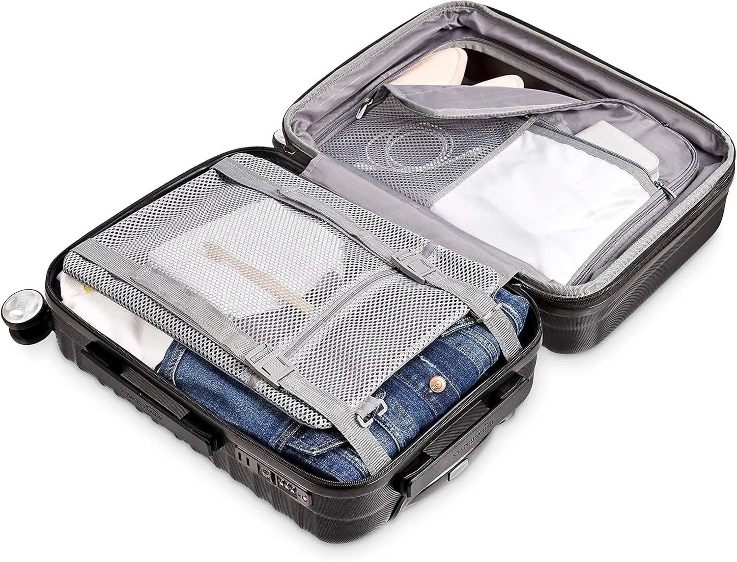 Amazon Basics 2 Piece Set (20", 28") With TSA Locks, Hardshell Suitcases With Four Multi-directional Wheels, Expandable For Up to 25% More Space, With Scratch-Resistant Surface, Black