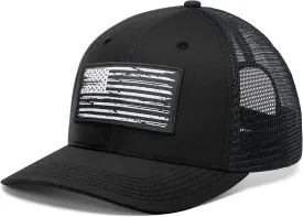 American Flag Hat, Baseball Cap for Men Women, Adjustable Snapback Hats USA Flag Trucker Hat Black