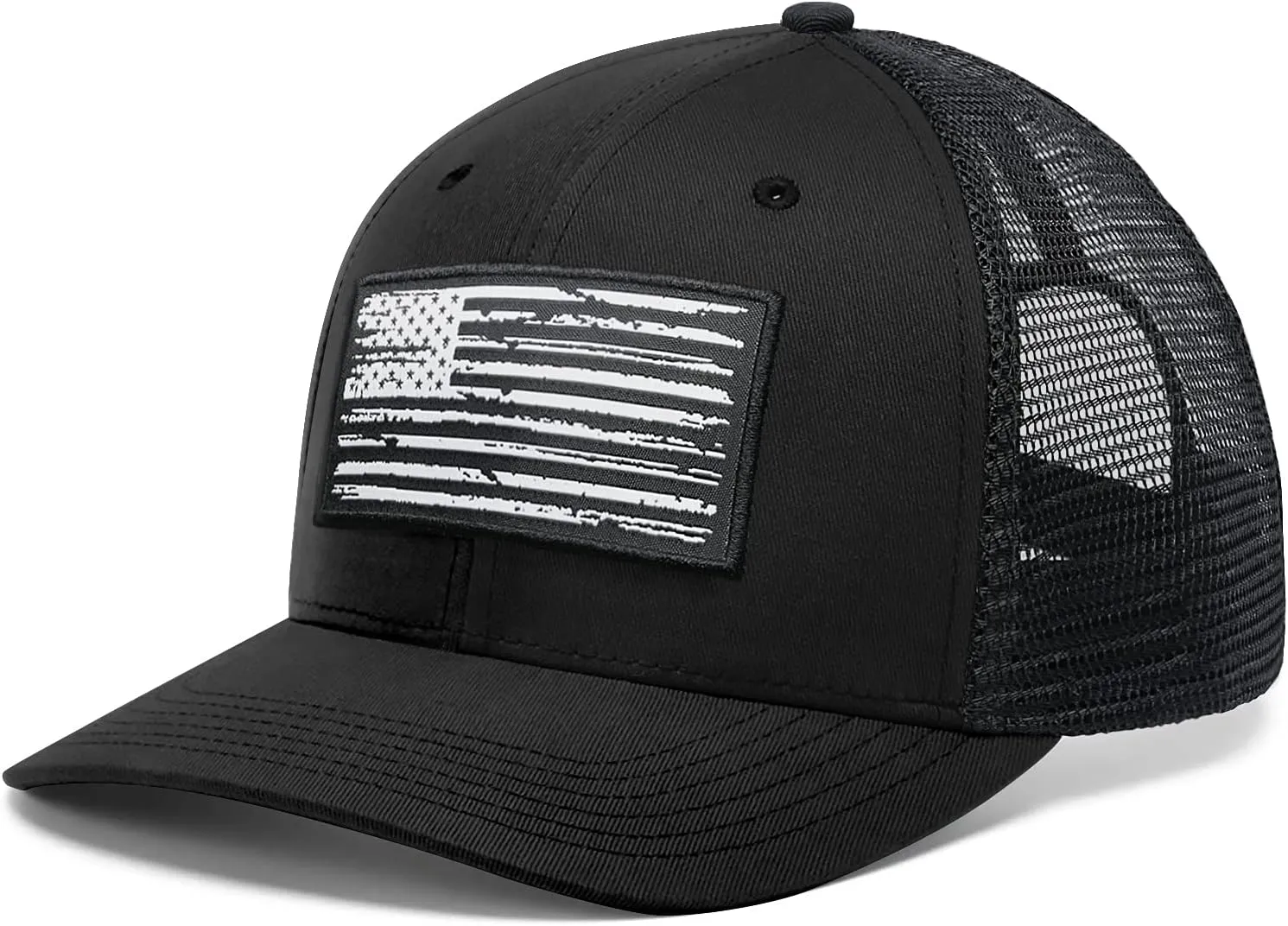 American Flag Hat, Baseball Cap for Men Women, Adjustable Snapback Hats USA Flag Trucker Hat Black