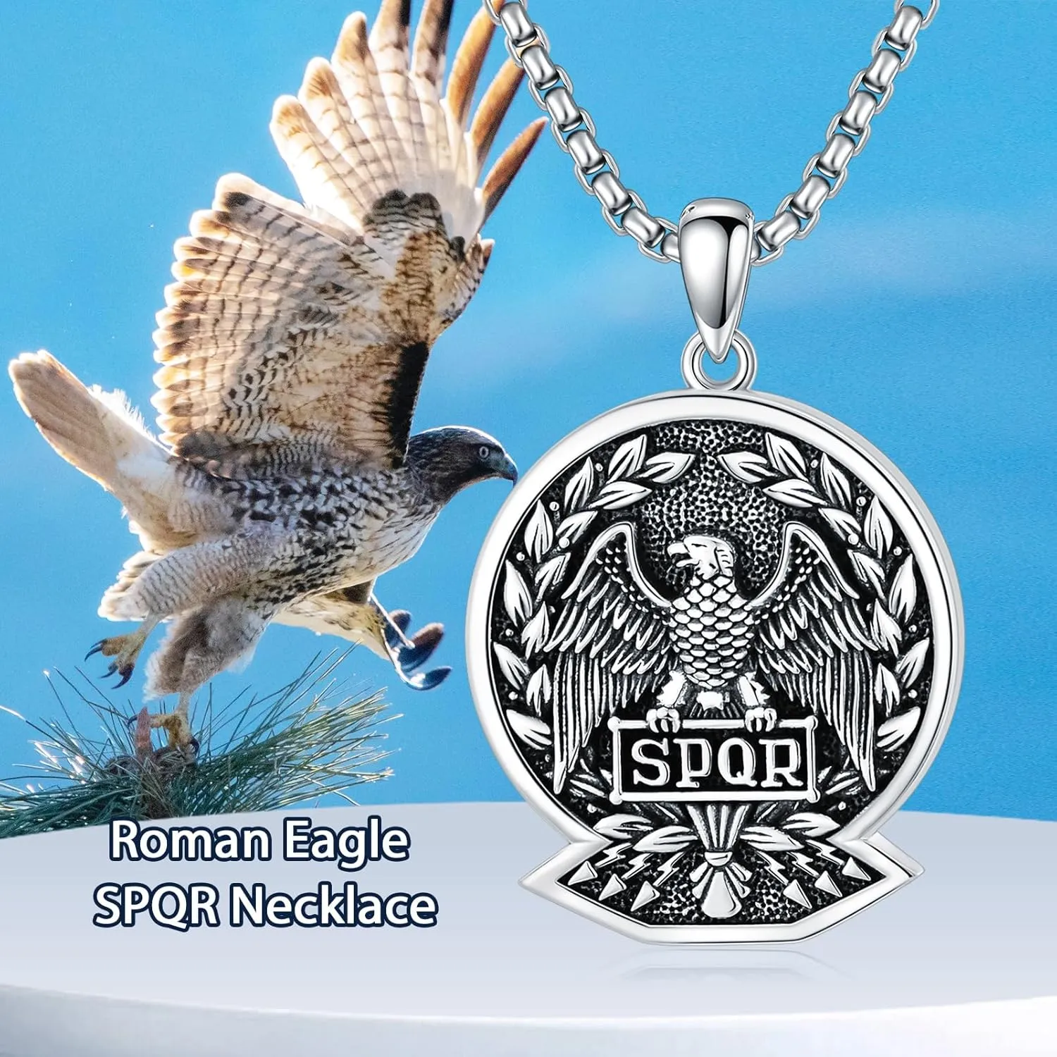 Animal Necklace for Men 925 Sterling Silver Lion/Tiger/Satanic Goat/Owl/Scorpion/Eagles/Deer Necklace Animal Pendant Jewelry for Birthday Christmas