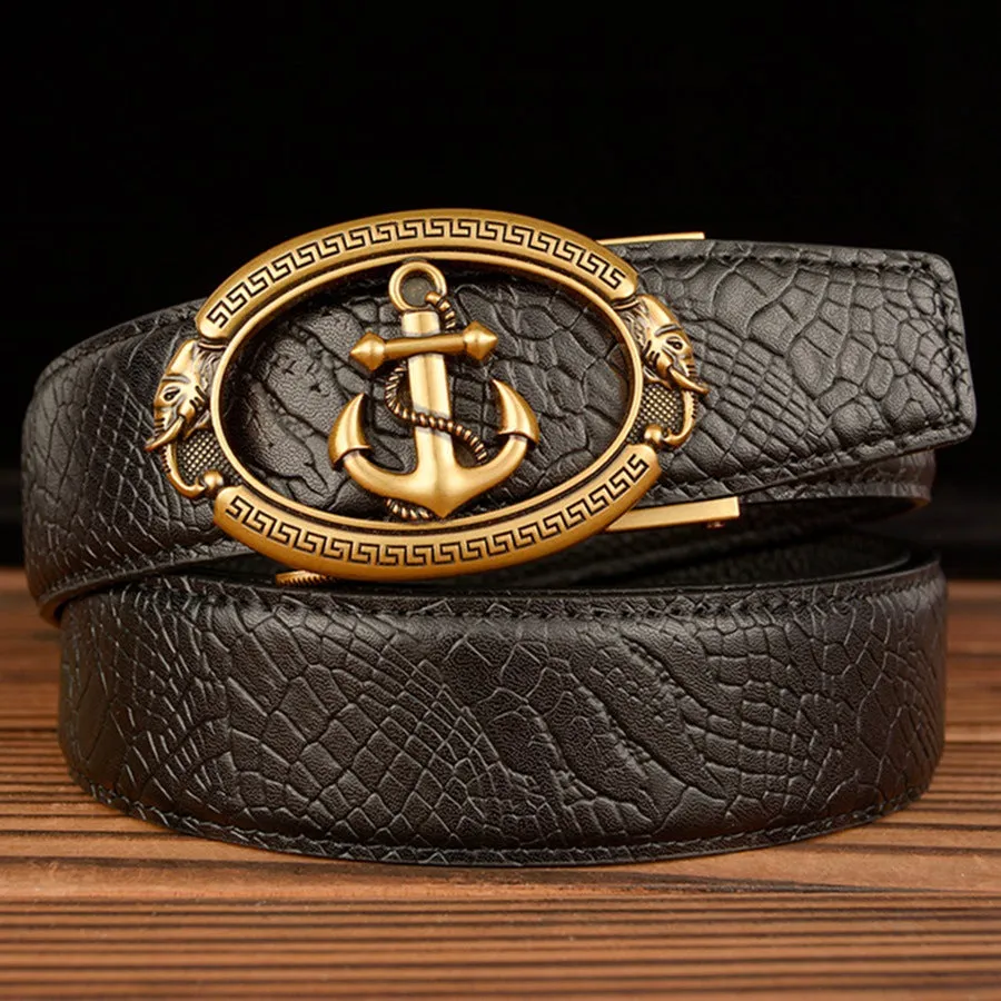 Automatic Buckle Belt Young Men Real Cowhide