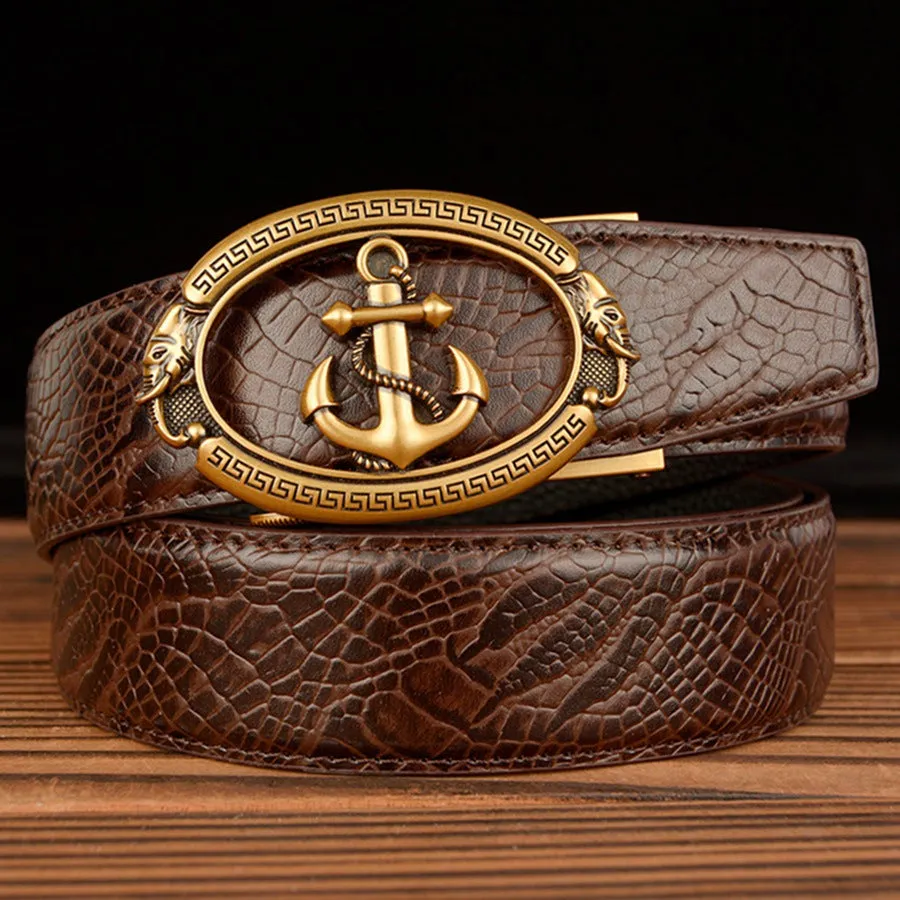 Automatic Buckle Belt Young Men Real Cowhide