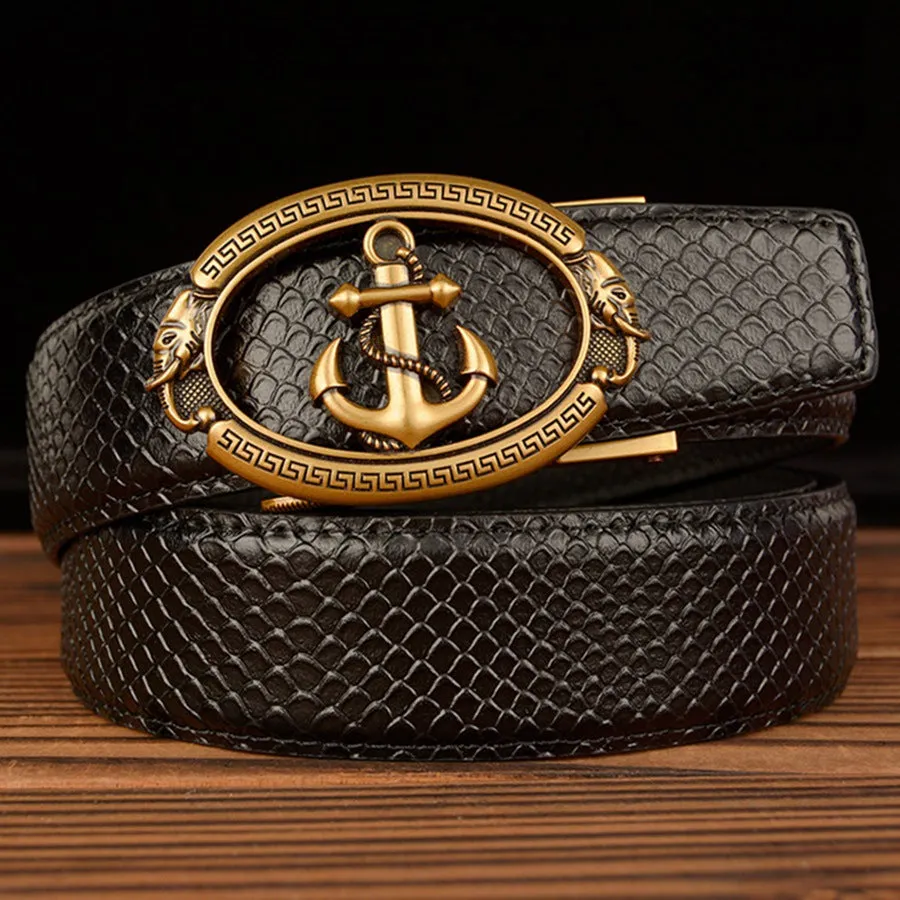 Automatic Buckle Belt Young Men Real Cowhide