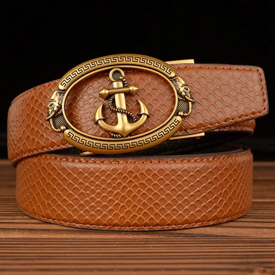 Automatic Buckle Belt Young Men Real Cowhide