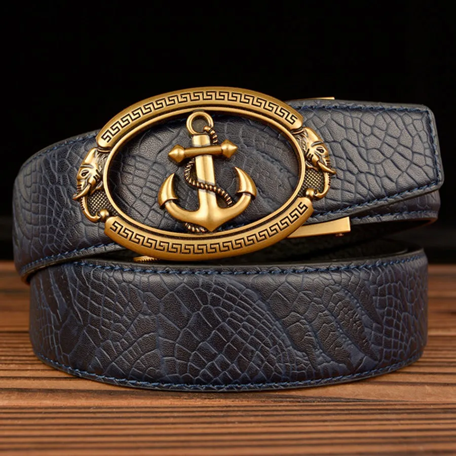 Automatic Buckle Belt Young Men Real Cowhide