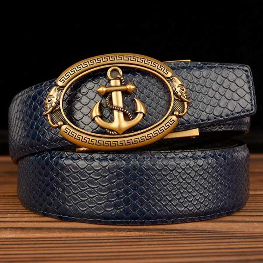 Automatic Buckle Belt Young Men Real Cowhide