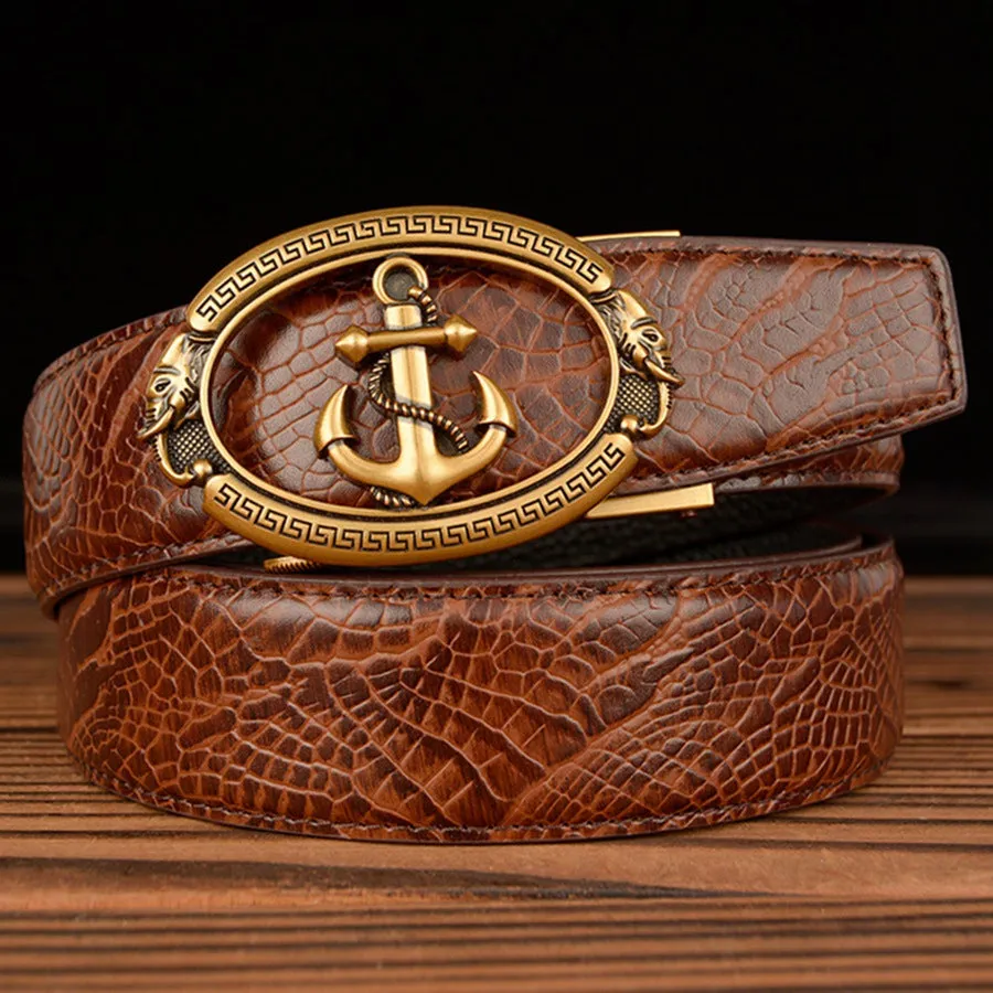 Automatic Buckle Belt Young Men Real Cowhide