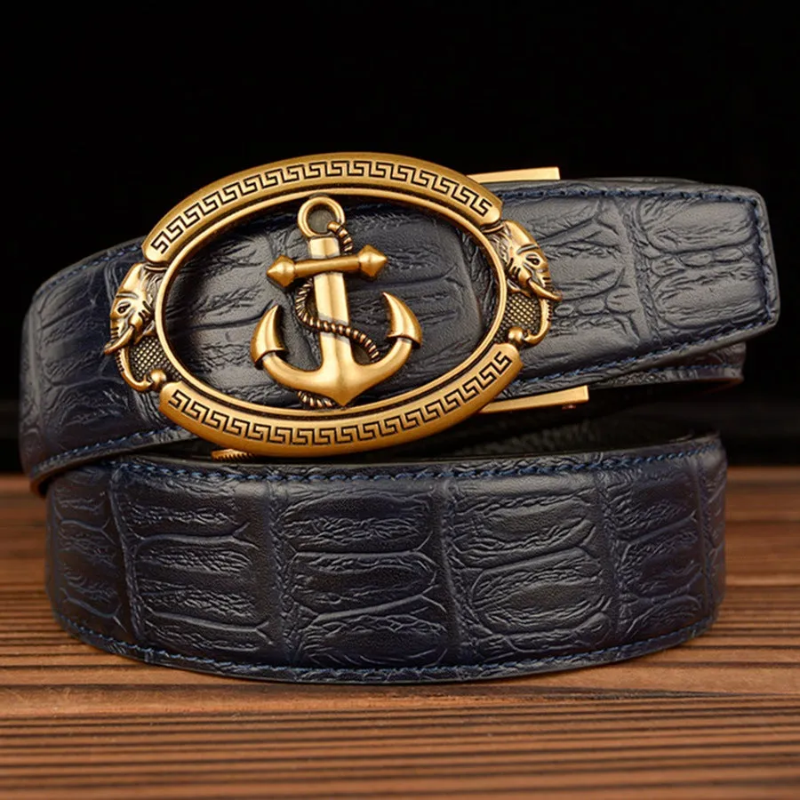 Automatic Buckle Belt Young Men Real Cowhide