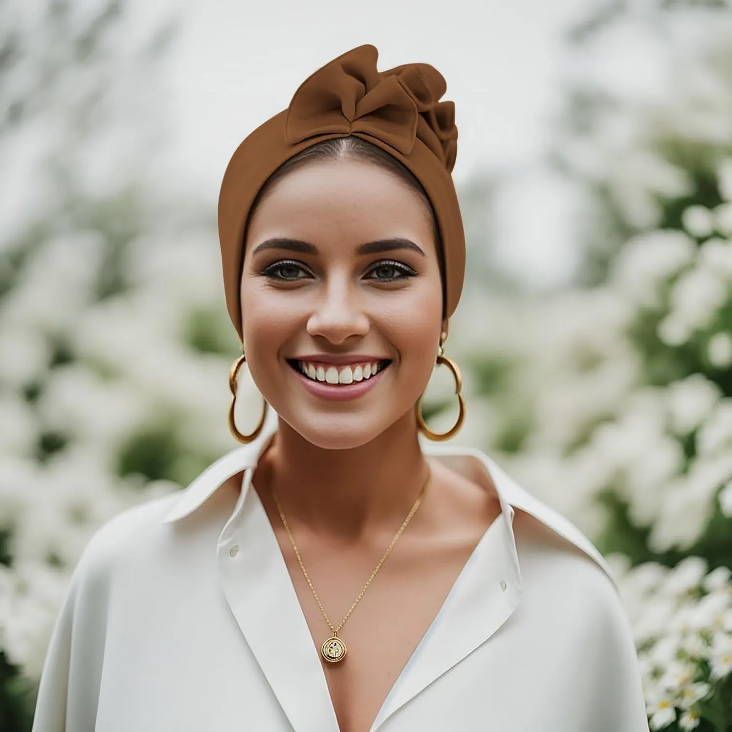 Babalet Stretch Turban Hats African Double Layered Headwraps Soft Pre-Tied Bonnet Hair Wrap Ruffles Turbans for Black Women
