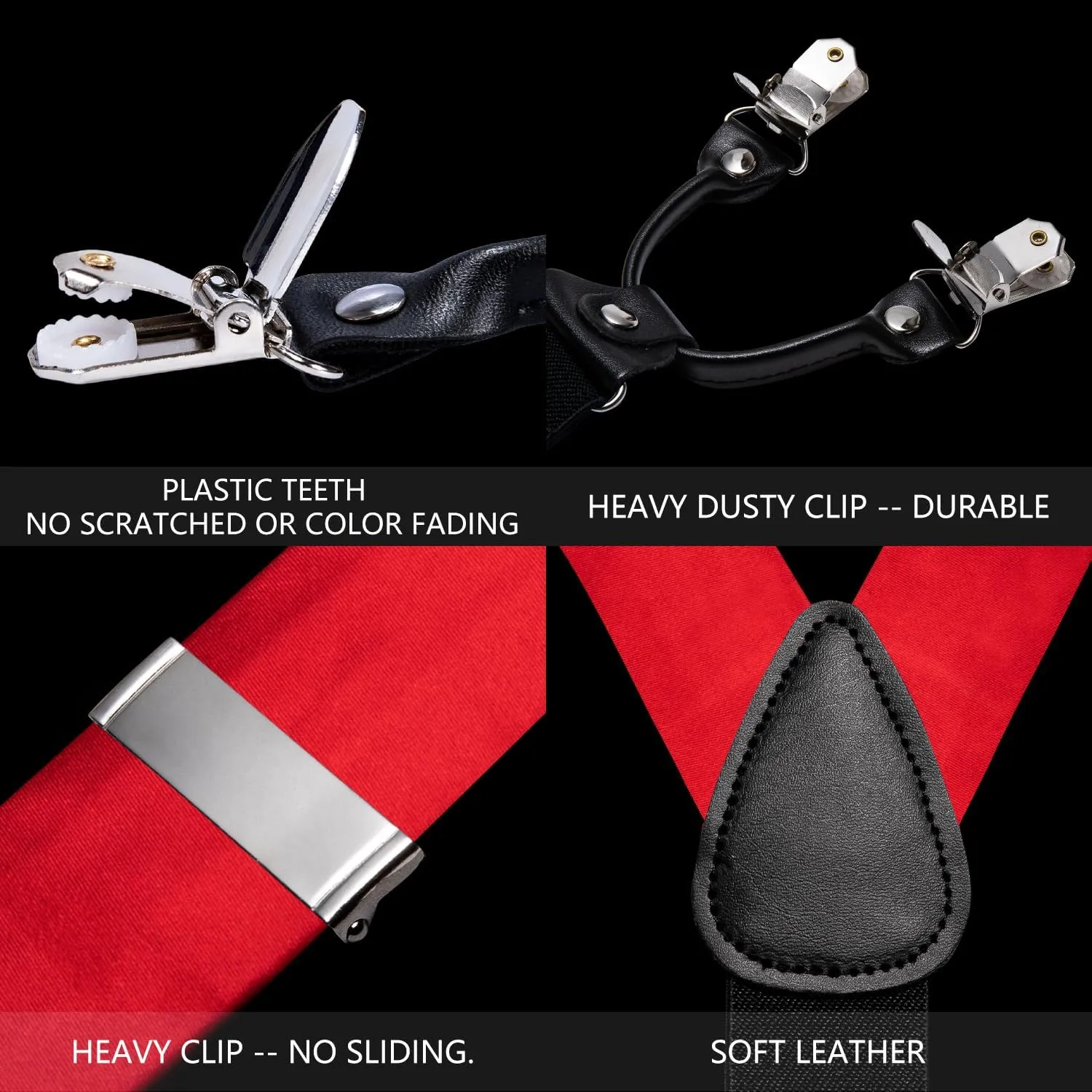 Barry.Wang Suspenders and Bow Tie Set for Men Solid Paisley Bowtie Y Shape Brace Handkerchief Cufflinks 6 Strong Clips