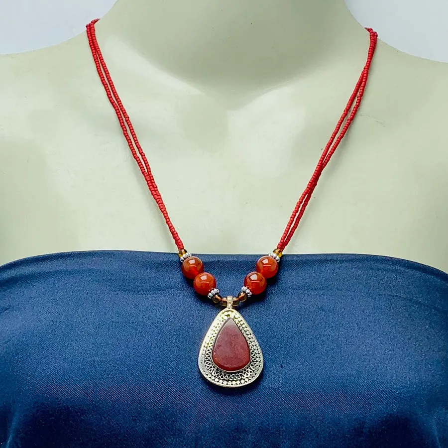 Beaded Chain Handmade Pendant Necklace