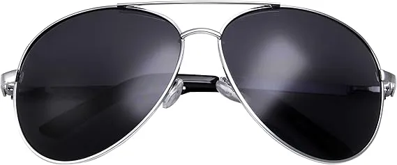 Big XL Wide Frame Extra Large Aviator Sunglasses (Silver)