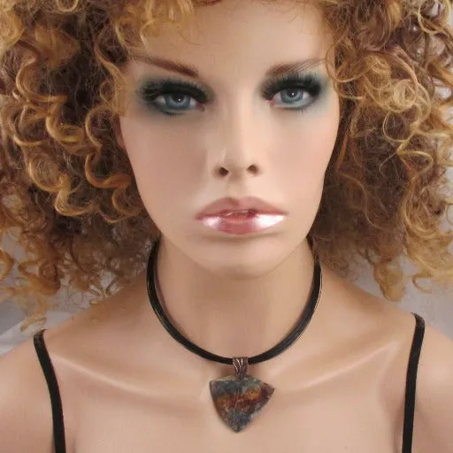 Blue Gemstone Pendant on Mult-strand Neck wire