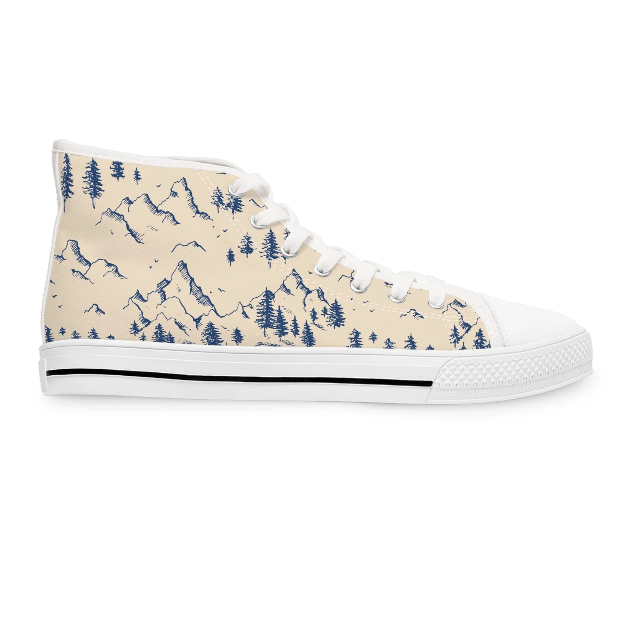 Blue Hiking Trail Mountains Women's High Top Sneakers