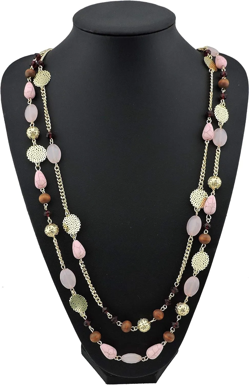 Bocar Long Necklaces for Women Trendy, Boho Layered Crystal Beaded Collar Necklaces for Women, Fashion Statement Necklaces Jewelry
