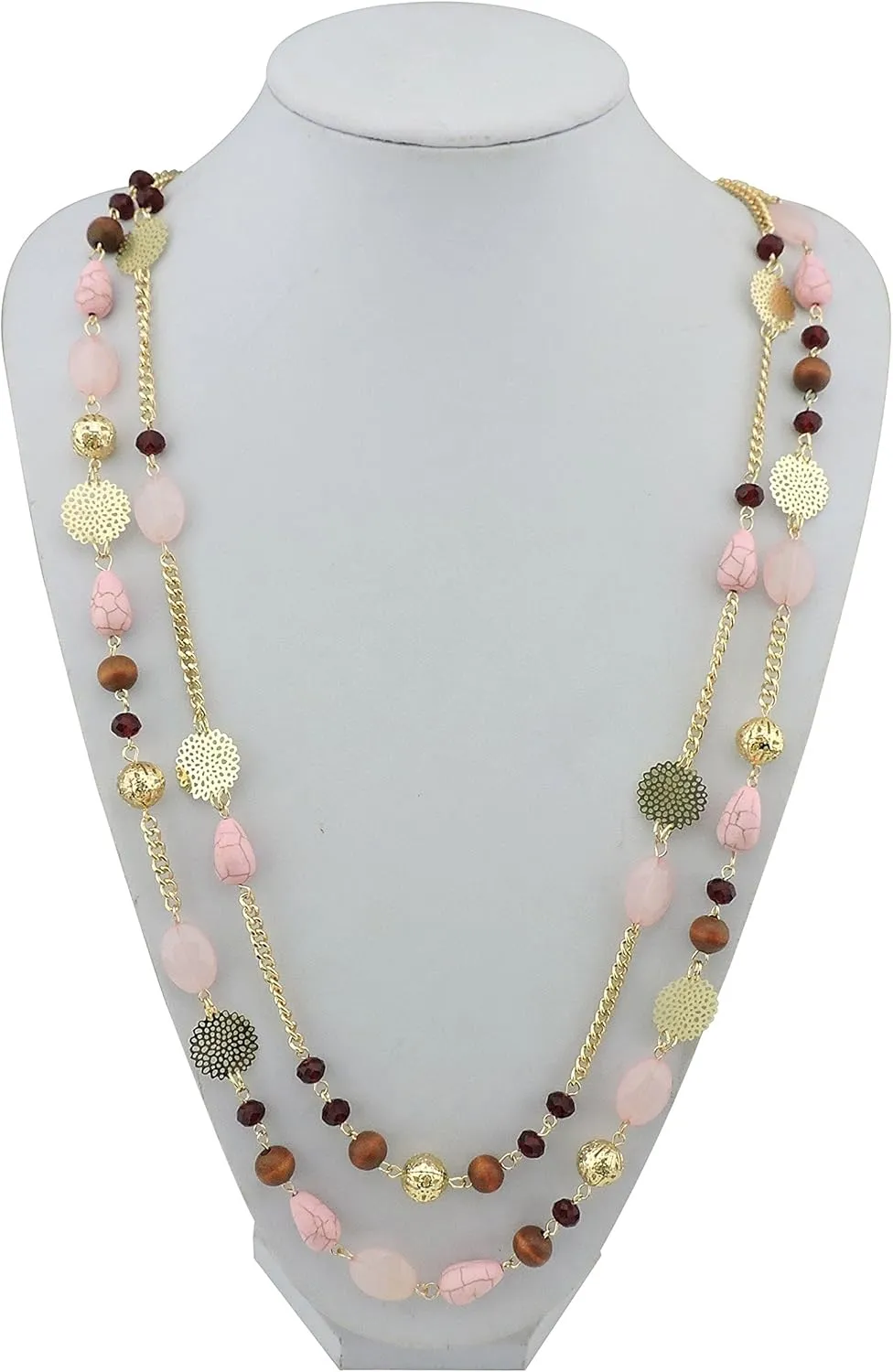 Bocar Long Necklaces for Women Trendy, Boho Layered Crystal Beaded Collar Necklaces for Women, Fashion Statement Necklaces Jewelry