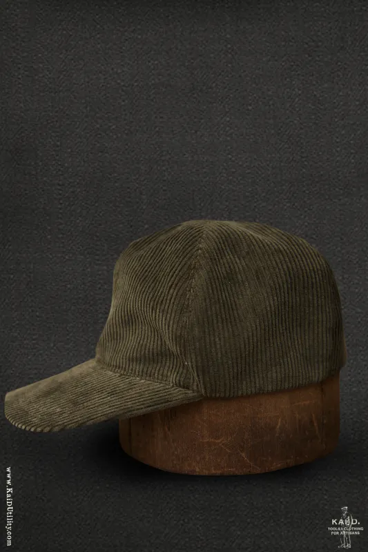 Carter Fitted Six Panel Hat -  Olive Corduroy - M