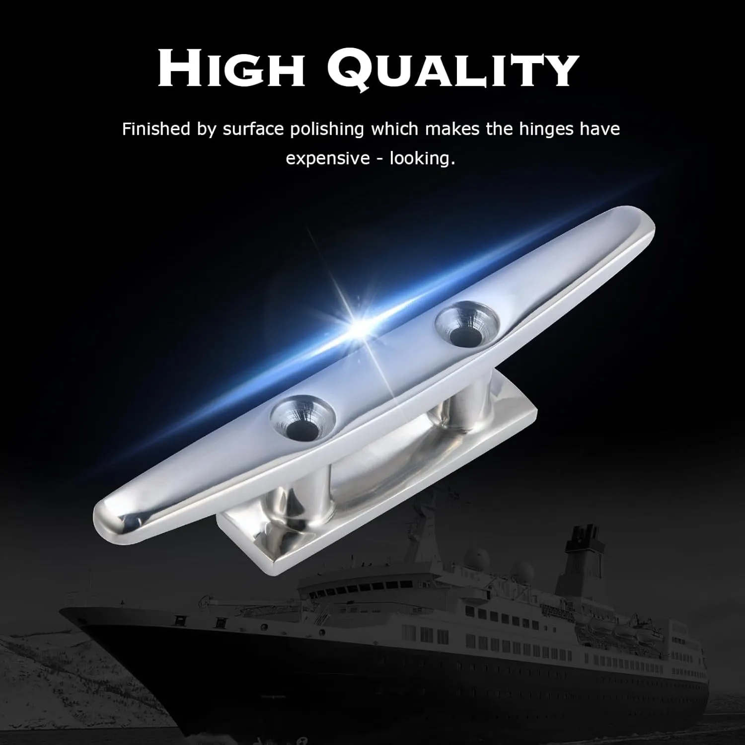 CHANGE MOORE Boat Cleat Open Base Boat Cleat, Dock Cleats 4 inch Dock Cleat 316 Stainless Steel Boat Mooring Accessories, Include Installation Accessories
