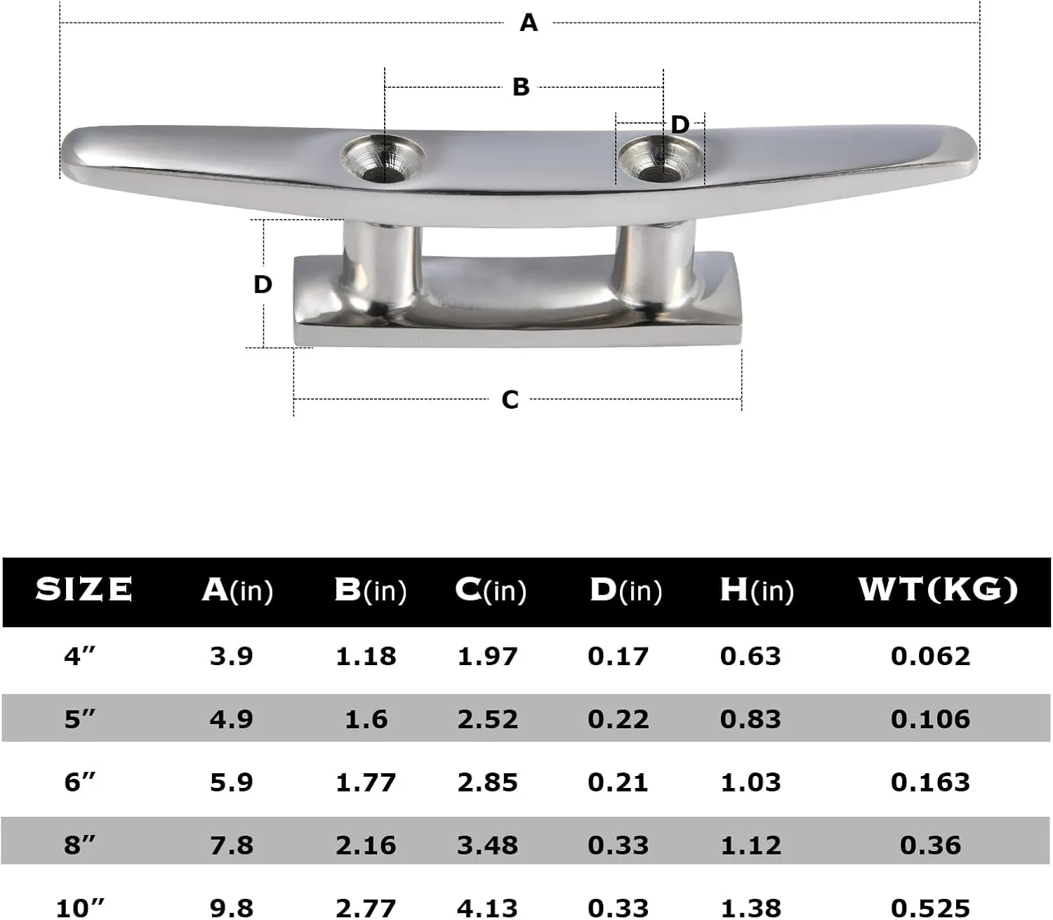 CHANGE MOORE Boat Cleat Open Base Boat Cleat, Dock Cleats 4 inch Dock Cleat 316 Stainless Steel Boat Mooring Accessories, Include Installation Accessories