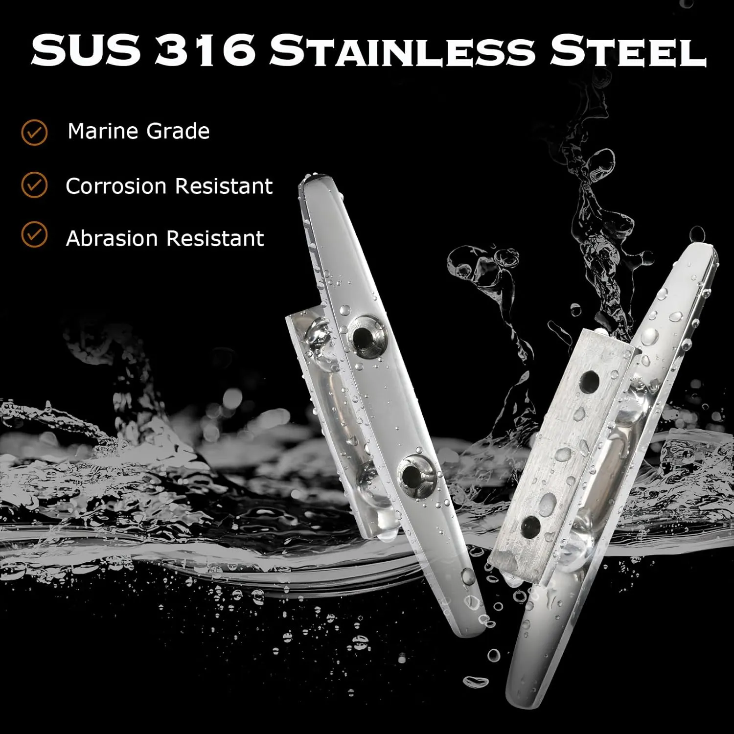 CHANGE MOORE Boat Cleat Open Base Boat Cleat, Dock Cleats 4 inch Dock Cleat 316 Stainless Steel Boat Mooring Accessories, Include Installation Accessories