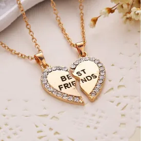 Charming Splice Heart Pendant Best Friend Letter Necklace Women Gifts 2 Color Pick Jewelry