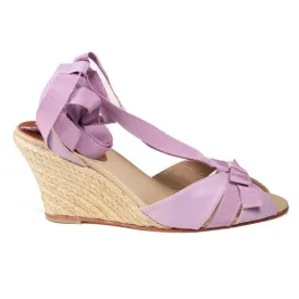 Christian Louboutin Women's DesignerShoes Purple Organic Tweed / Nappa Espadrille Flatform Wedge Sandals (CL1502)