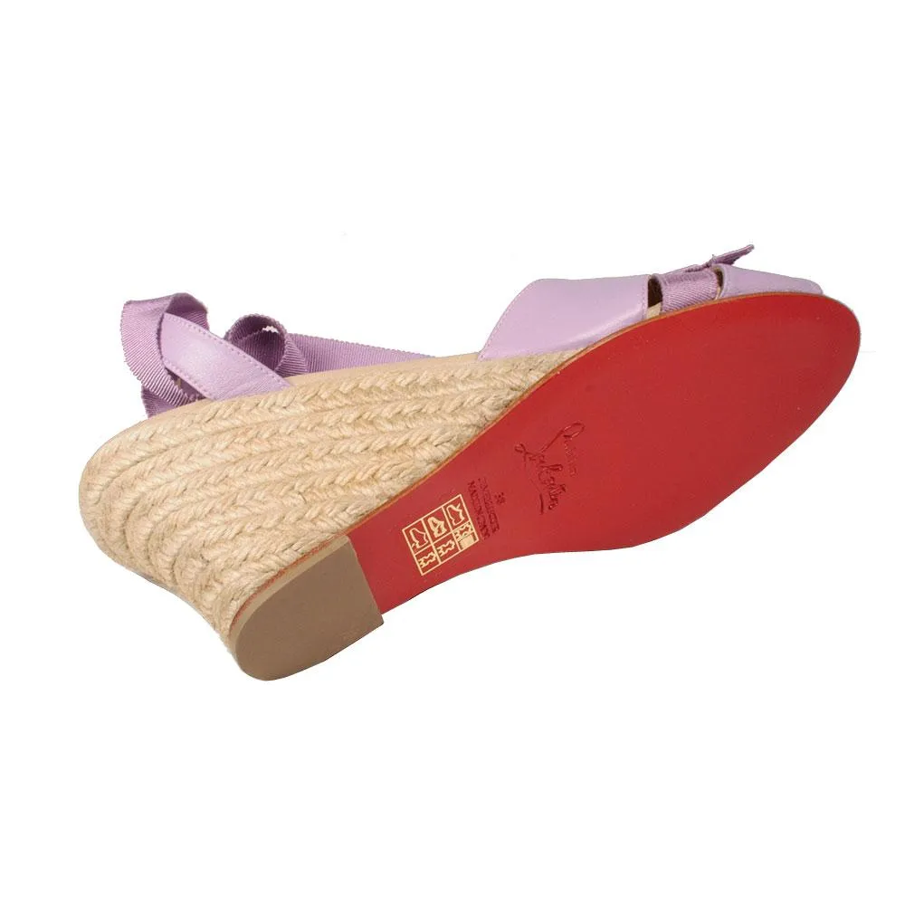 Christian Louboutin Women's DesignerShoes Purple Organic Tweed / Nappa Espadrille Flatform Wedge Sandals (CL1502)