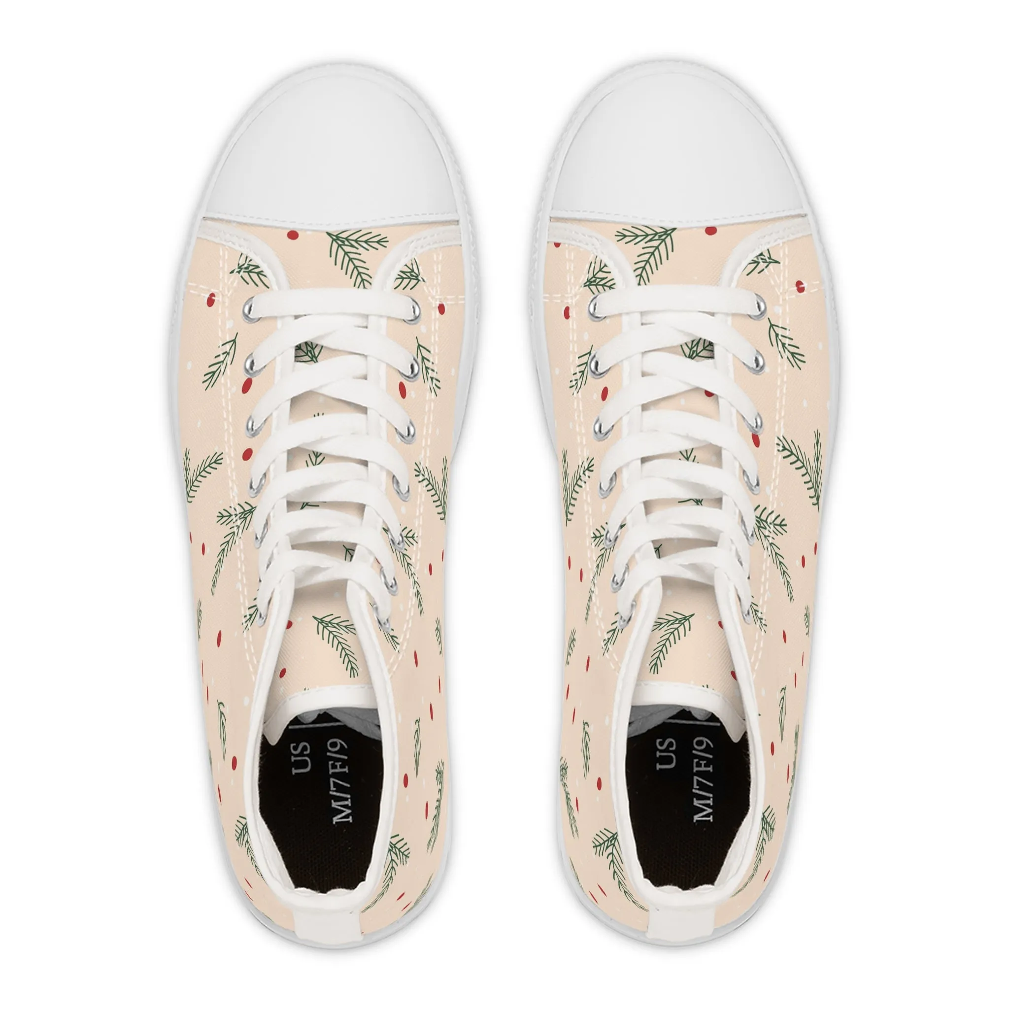 Christmas Tree Twig and Berries Women's High Top Sneakers