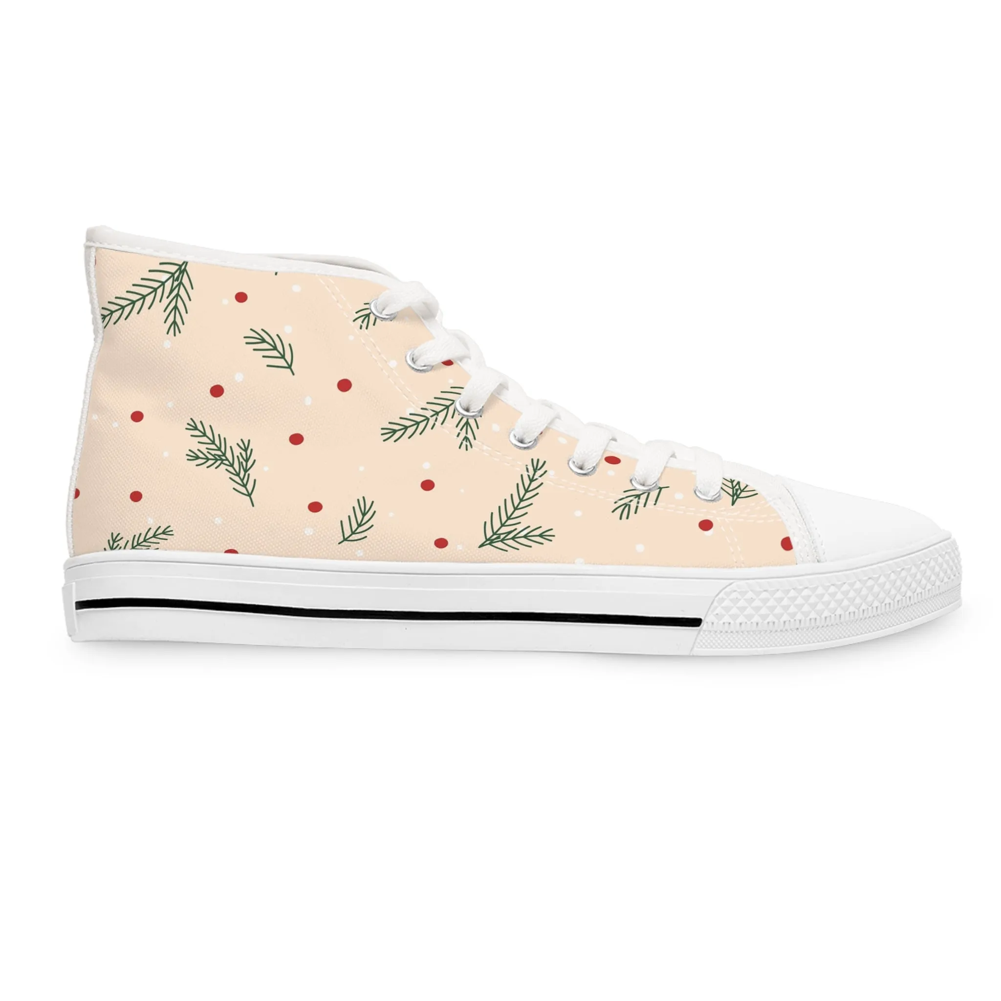 Christmas Tree Twig and Berries Women's High Top Sneakers