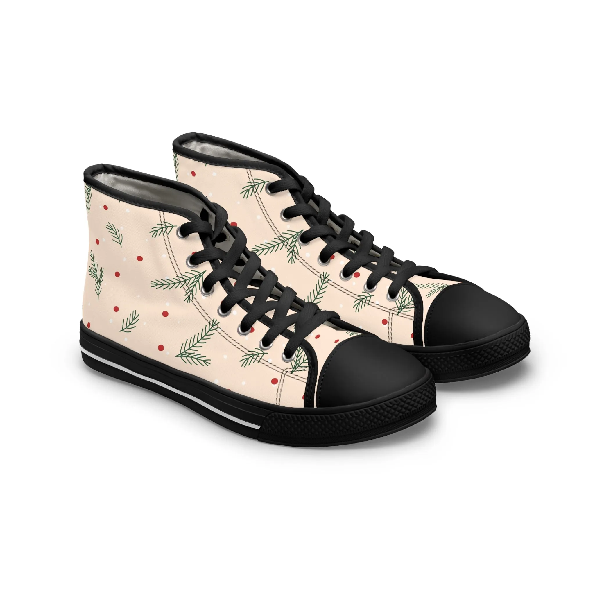 Christmas Tree Twig and Berries Women's High Top Sneakers
