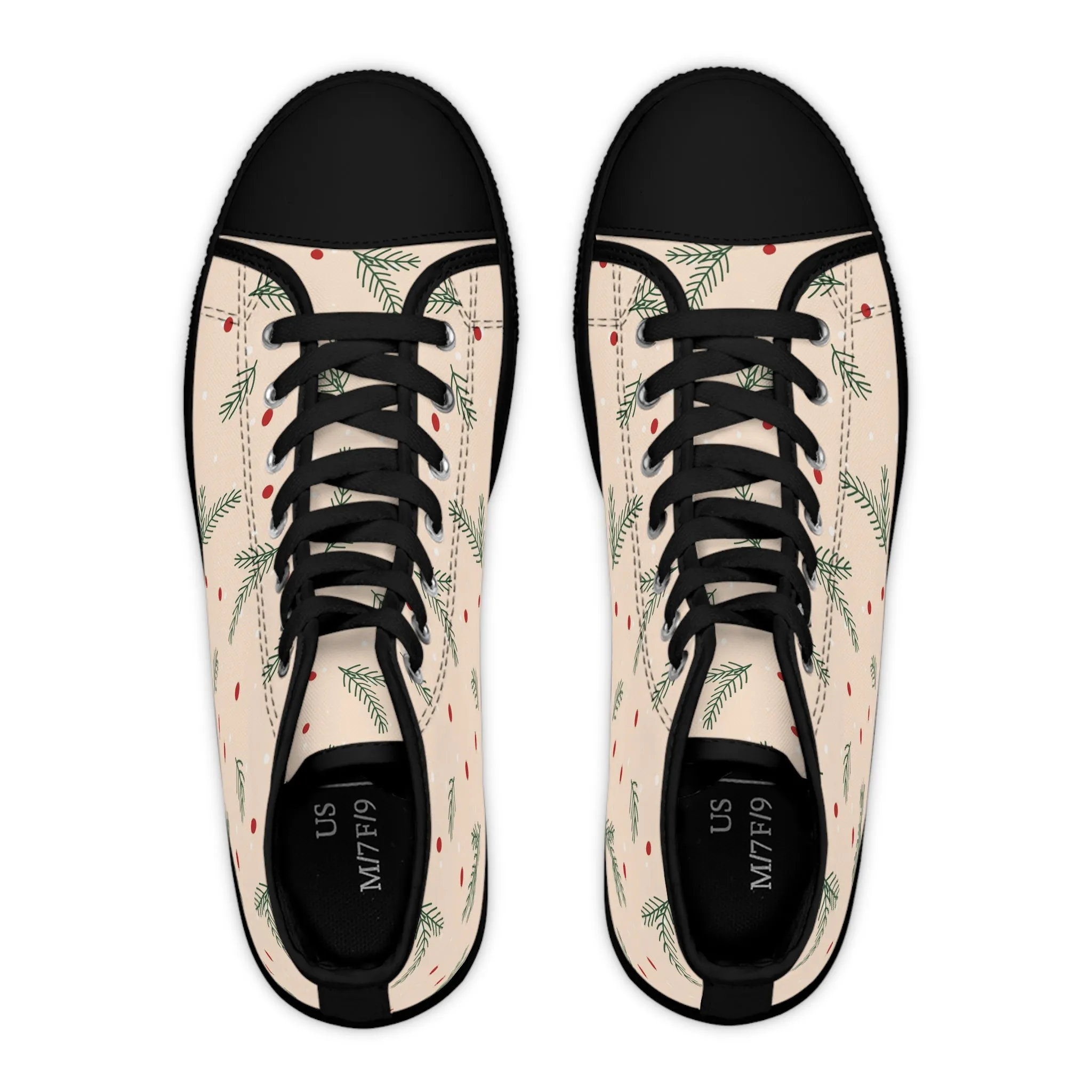 Christmas Tree Twig and Berries Women's High Top Sneakers