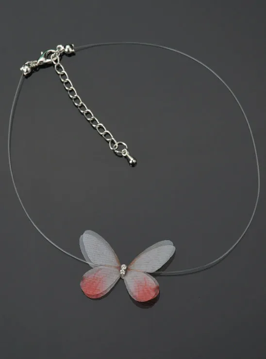 Colorful 3D Yarn Butterfly Chokers Invisible Fishline