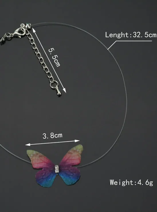 Colorful 3D Yarn Butterfly Chokers Invisible Fishline