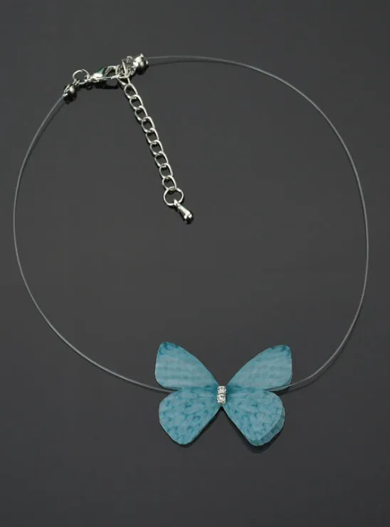 Colorful 3D Yarn Butterfly Chokers Invisible Fishline