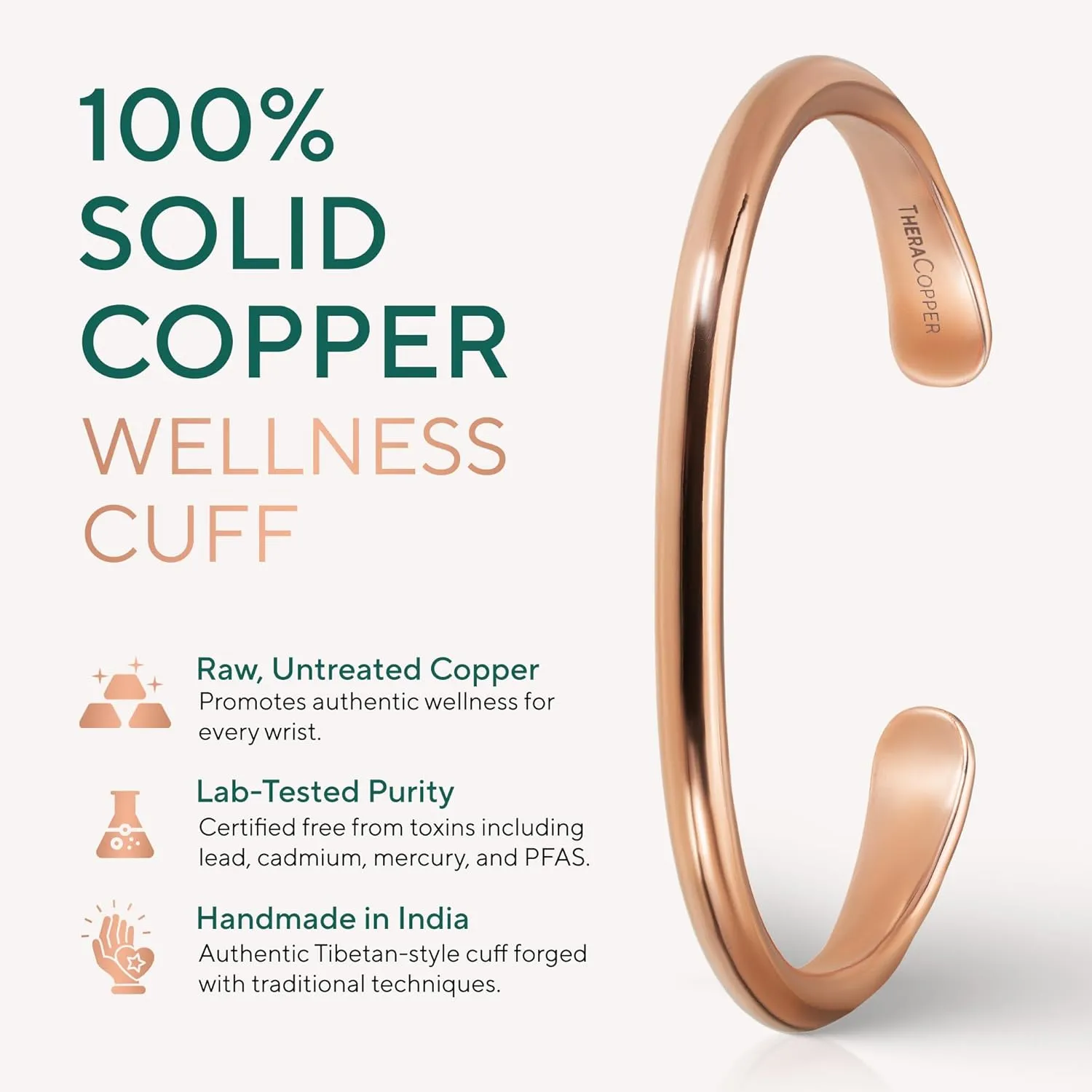 Copper Bracelet for Men & Women  100% Pure Copper Bracelets  Raw, Solid & Uncoated Authentic Handmade Tibetan Bracelet Cuff Bangles