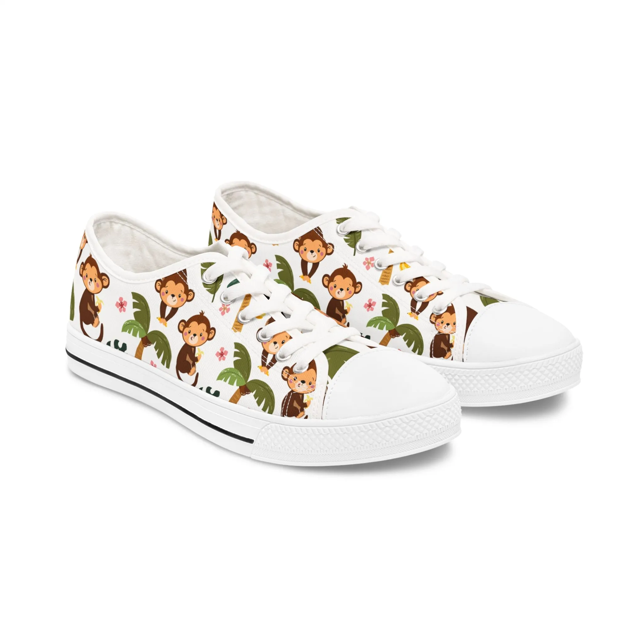 Cute Childish Monkey Women's Low Top Sneakers