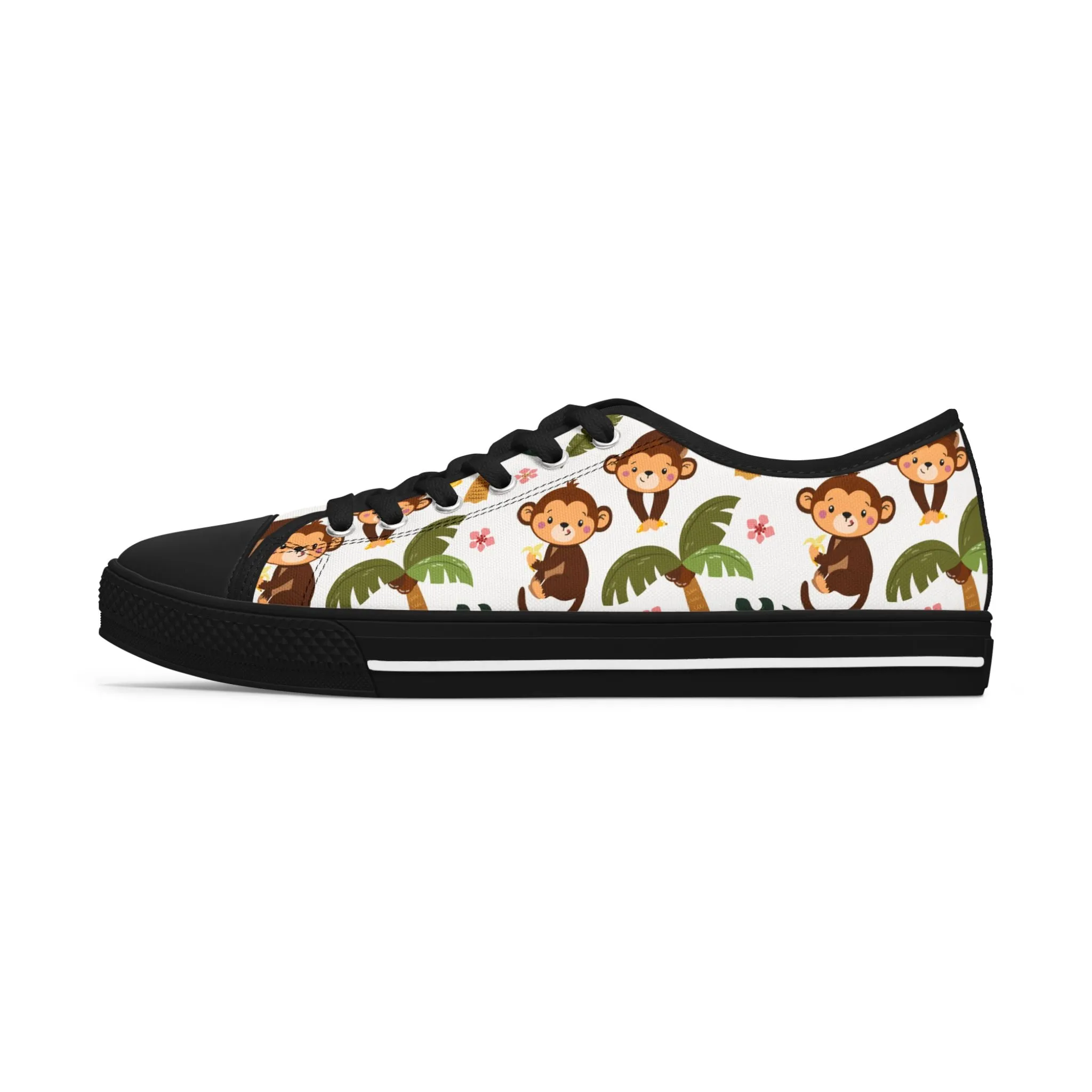 Cute Childish Monkey Women's Low Top Sneakers