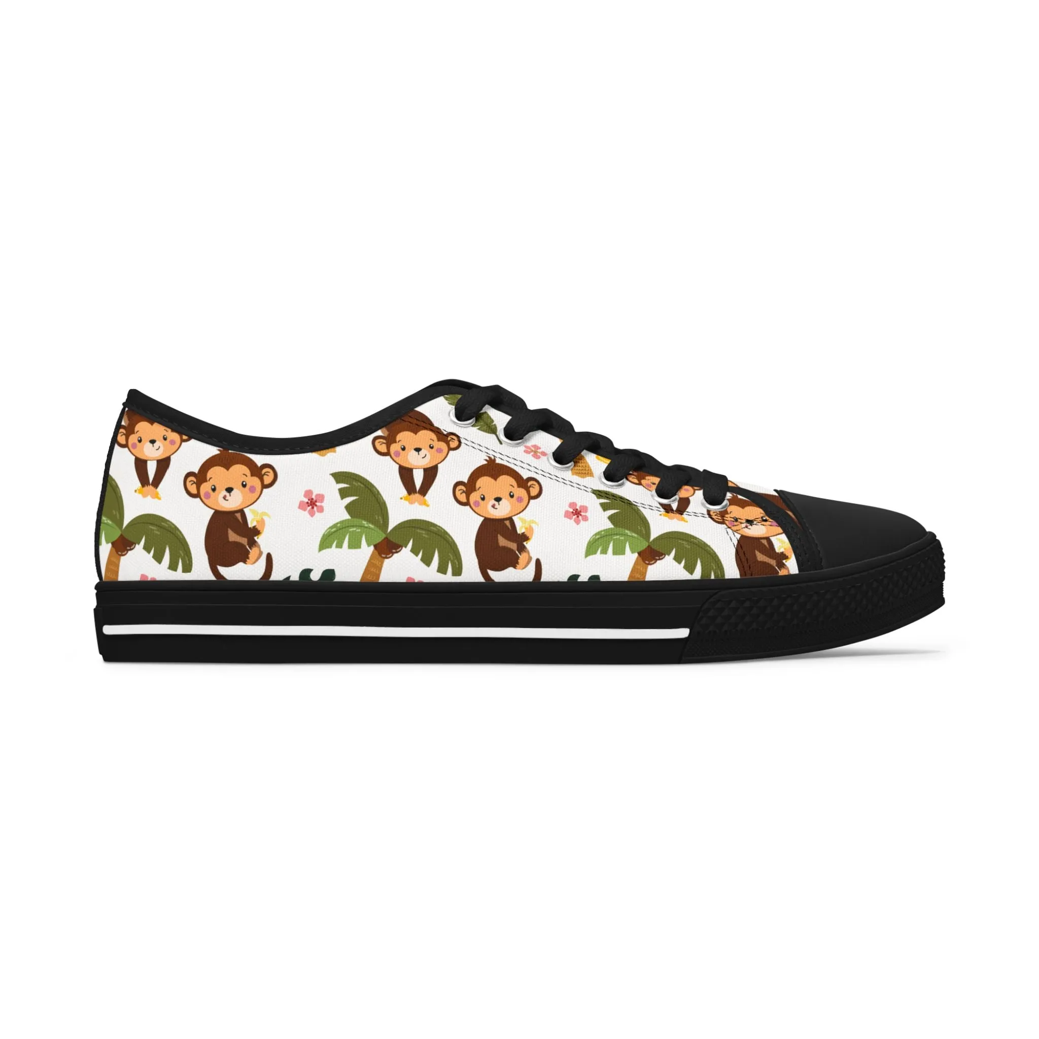Cute Childish Monkey Women's Low Top Sneakers