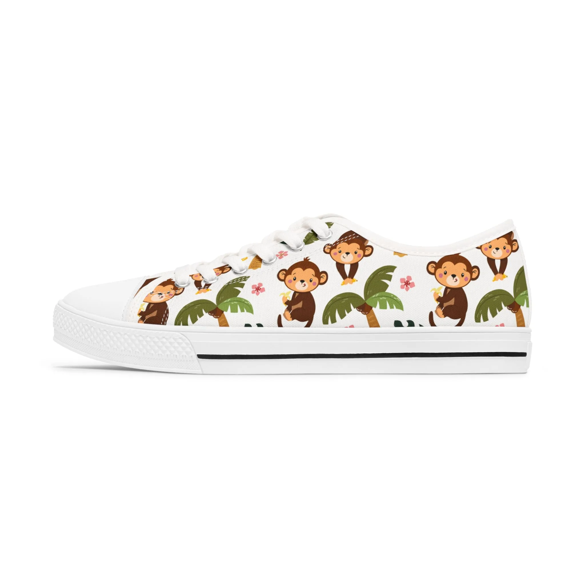 Cute Childish Monkey Women's Low Top Sneakers